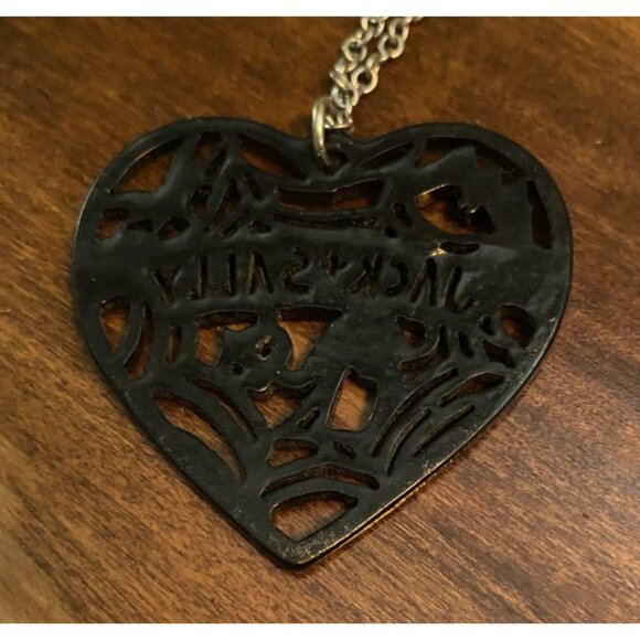 Disney Nightmare Before Christmas Jack & Sally Cut Out Heart Necklace Cat Web - Picture 3 of 8